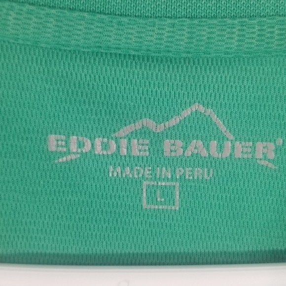 Eddie Bauer Polo. Solid Green Short Sleeve Collared Tee. Size L. - Picture 3 of 5